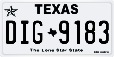 TX license plate DIG9183