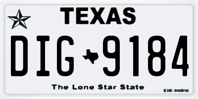 TX license plate DIG9184