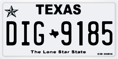 TX license plate DIG9185