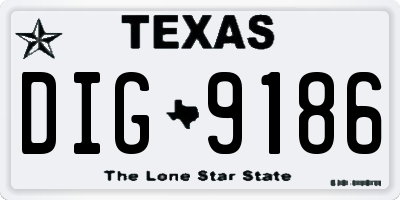 TX license plate DIG9186