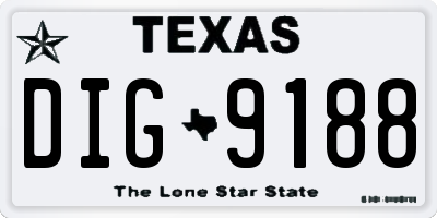 TX license plate DIG9188