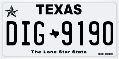 TX license plate DIG9190