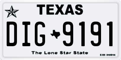 TX license plate DIG9191