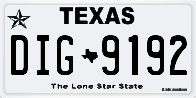 TX license plate DIG9192