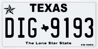 TX license plate DIG9193