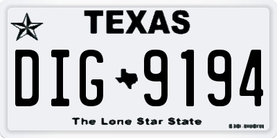 TX license plate DIG9194