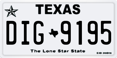 TX license plate DIG9195
