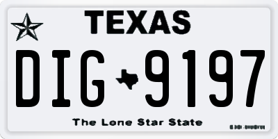 TX license plate DIG9197