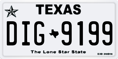 TX license plate DIG9199