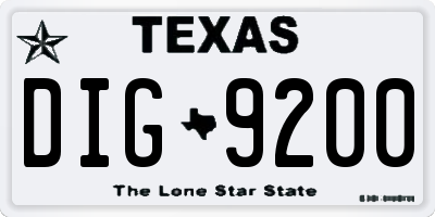 TX license plate DIG9200