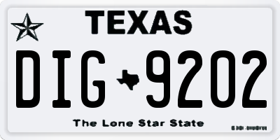 TX license plate DIG9202