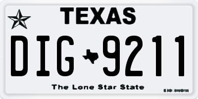 TX license plate DIG9211