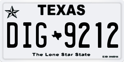 TX license plate DIG9212