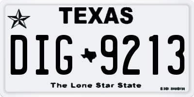 TX license plate DIG9213