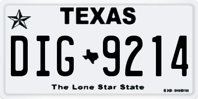 TX license plate DIG9214