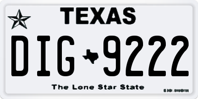 TX license plate DIG9222