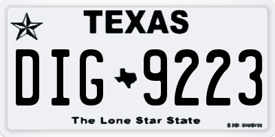 TX license plate DIG9223