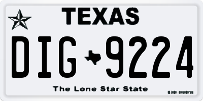 TX license plate DIG9224