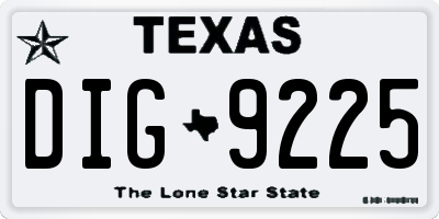 TX license plate DIG9225