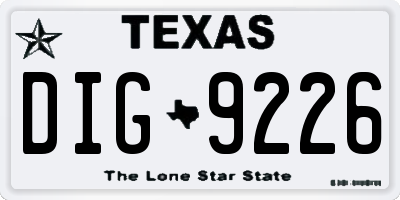 TX license plate DIG9226