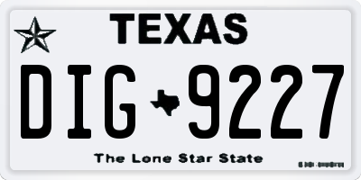 TX license plate DIG9227