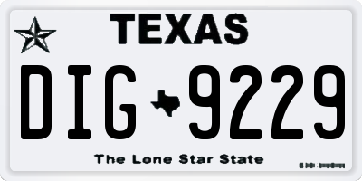 TX license plate DIG9229