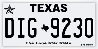 TX license plate DIG9230