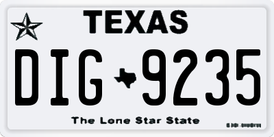TX license plate DIG9235