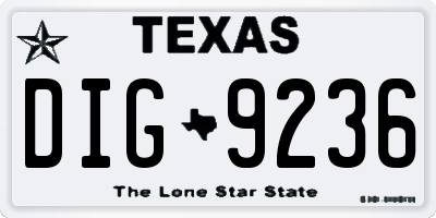 TX license plate DIG9236