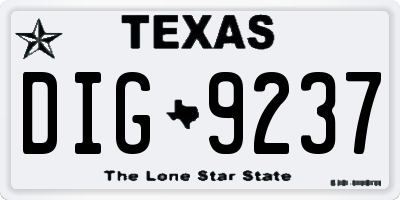 TX license plate DIG9237
