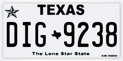 TX license plate DIG9238