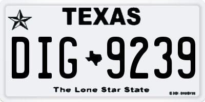 TX license plate DIG9239