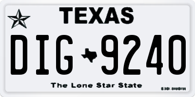 TX license plate DIG9240