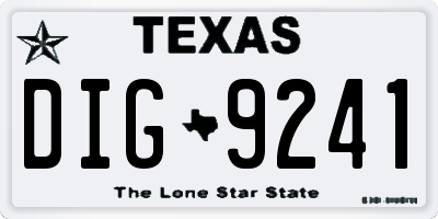 TX license plate DIG9241