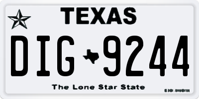 TX license plate DIG9244