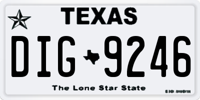 TX license plate DIG9246