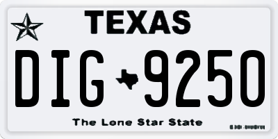 TX license plate DIG9250