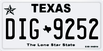 TX license plate DIG9252