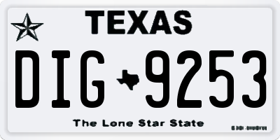 TX license plate DIG9253