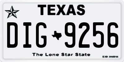 TX license plate DIG9256
