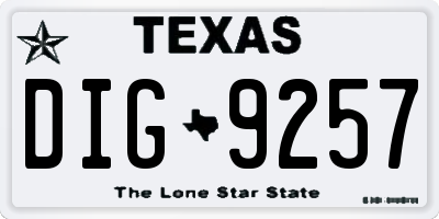TX license plate DIG9257