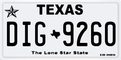 TX license plate DIG9260