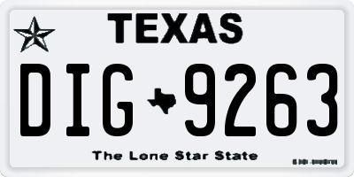 TX license plate DIG9263