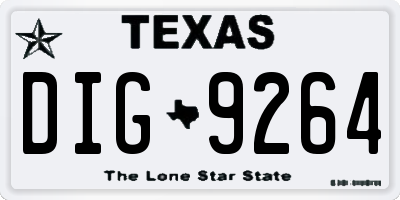 TX license plate DIG9264