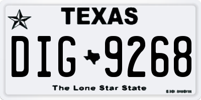 TX license plate DIG9268