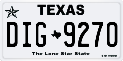 TX license plate DIG9270
