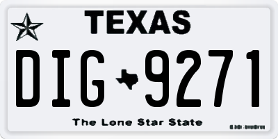 TX license plate DIG9271