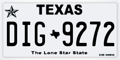 TX license plate DIG9272