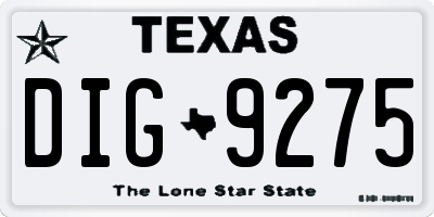 TX license plate DIG9275