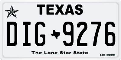 TX license plate DIG9276